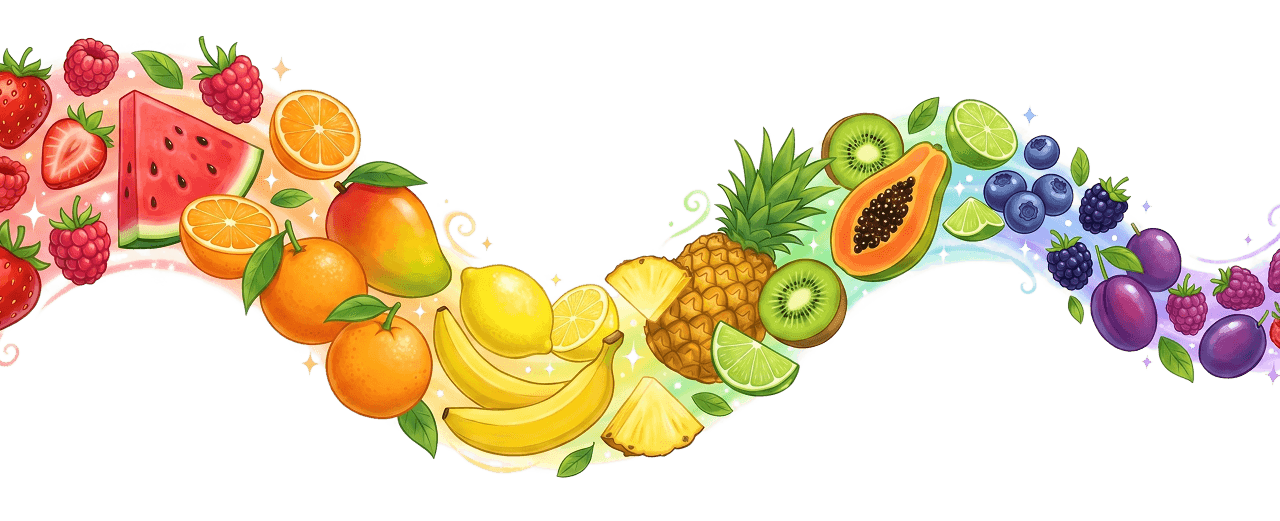 Wave of colorful illustrated fruit
